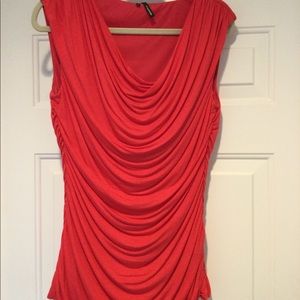 Maurice’s pretty coral red shirred top
